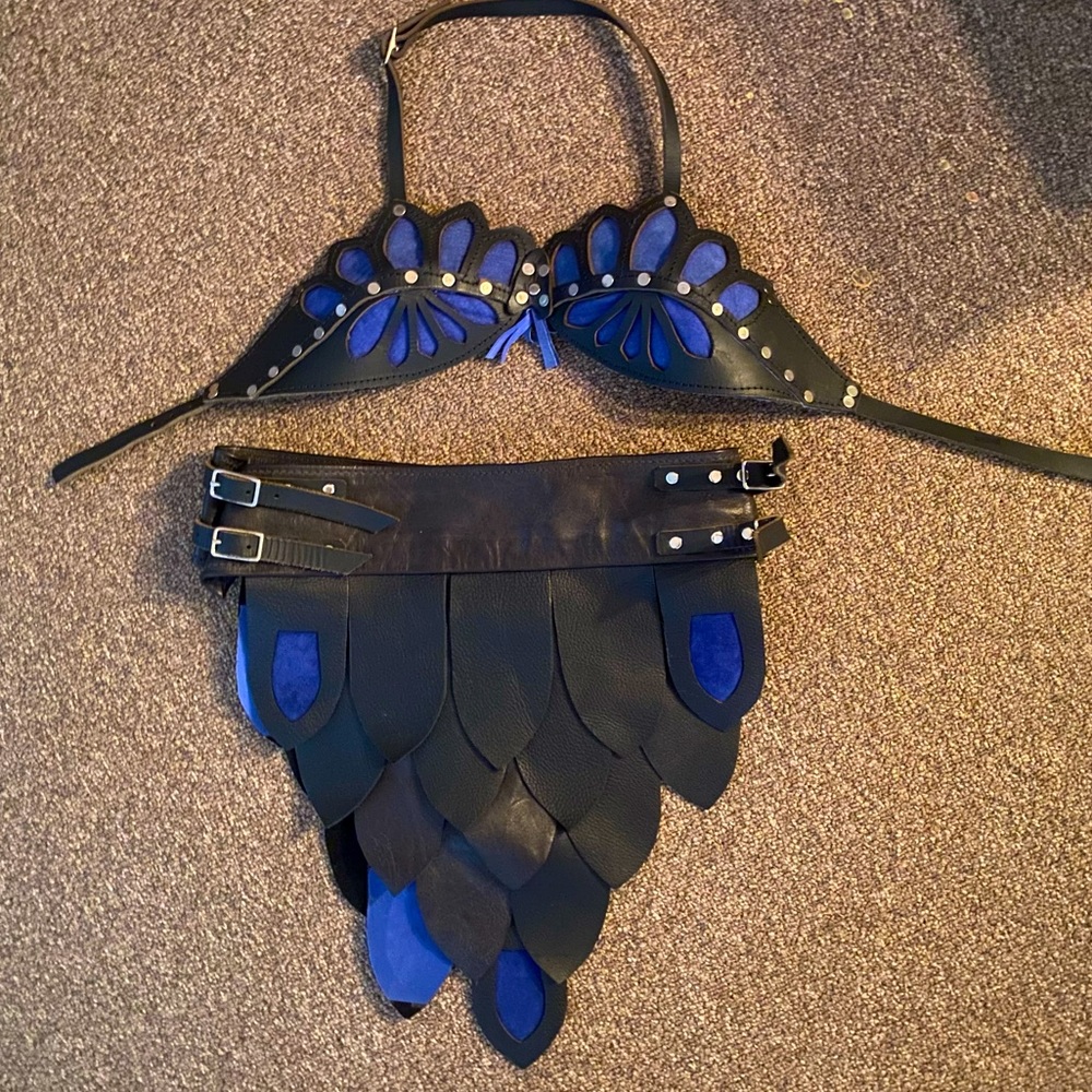 Blue and Black Women's Intimate Set